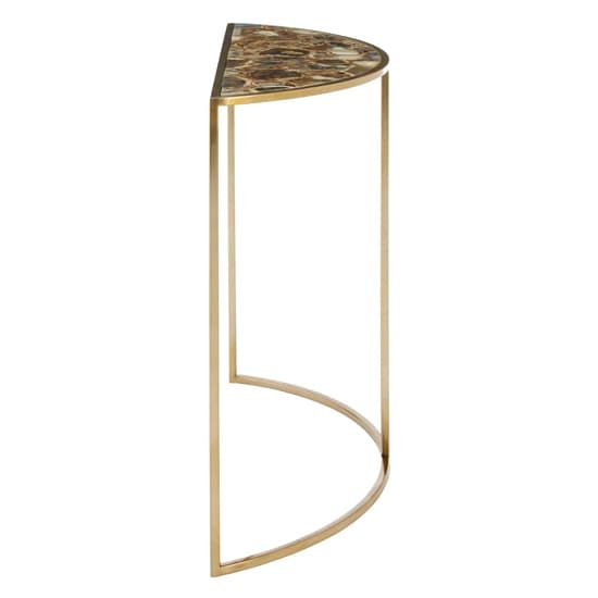 Sauna Half Moon Black Agate Console Table With Gold Frame