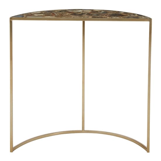 Sauna Half Moon Black Agate Console Table With Gold Frame