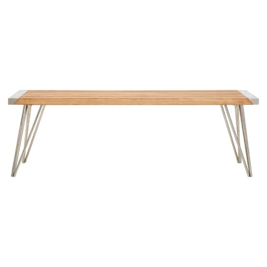 Santorini Rectangular Teak Wooden Dining Bench In Natural