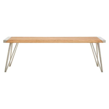 Santorini Rectangular Teak Wooden Dining Bench In Natural