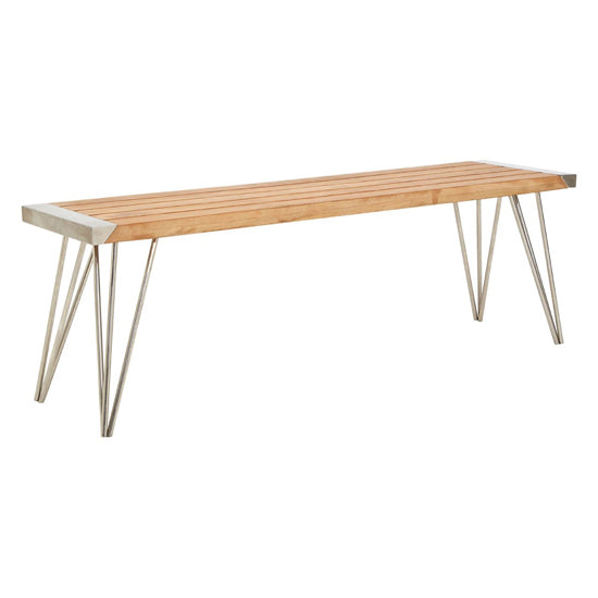 Santorini Rectangular Teak Wooden Dining Bench In Natural