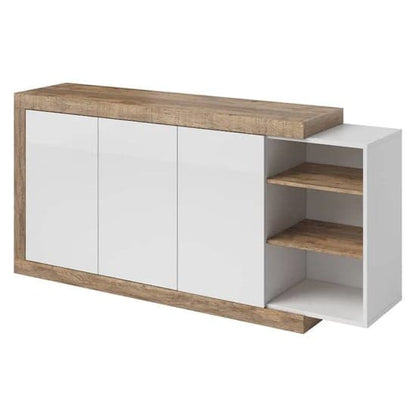 Sanur High Gloss Sideboard 3 Doors In White And Sandal Oak