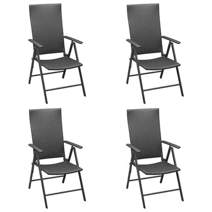 Furco Sarnia 5 Piece Small Black Aluminium Garden Dining Set with PE Rattan Chairs