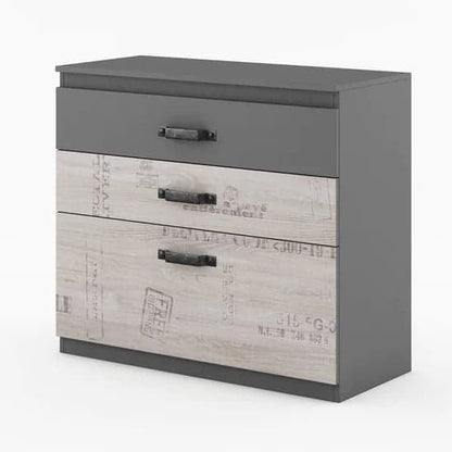 Sault Modern Graphite Kids Chest of 3 Drawers for Stylish Storage