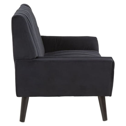 Savinos Upholstered Velvet 2 Seater Sofa In Black