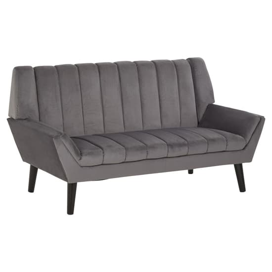 Savinos Upholstered Velvet 2 Seater Sofa In Grey