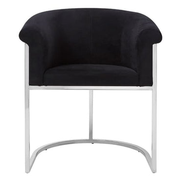 Sceptrum Velvet Dining Chair With Steel Frame In Black