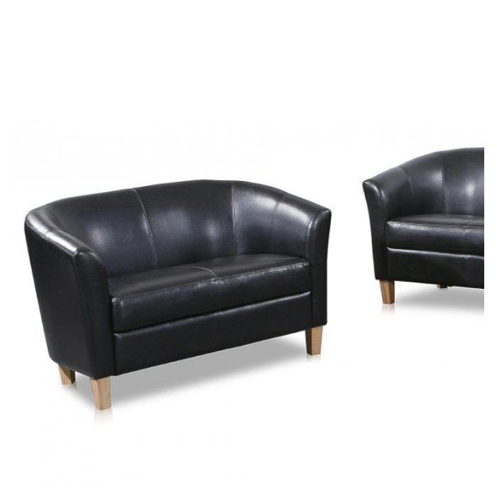 Bexhill 2 Seater Faux Leather Sofa - Black - Nestium