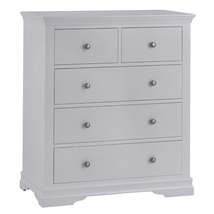 Tromso Solid Pine Wood 2 Over 3 Chest of 5 Drawers - Grey