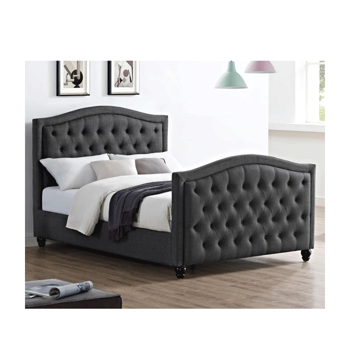 Ballymena Linen Fabric Kingsize Bed - Grey - Nestium