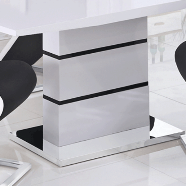 Versatile Elegance Cardigan Extending High Gloss Dining Table White and Black