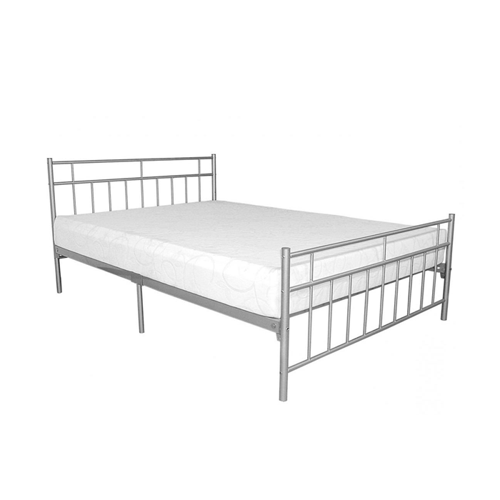 Melrose Contract Single Metal Bed Frame with Reinforced Centre Legs - Silver