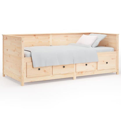 Natural Pine Wood Day Bed with Storage and Mattress Compatibility