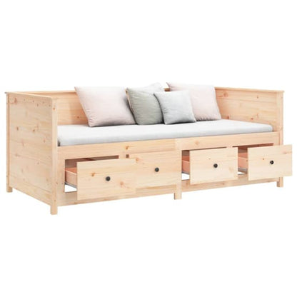 Natural Pine Wood Day Bed with Storage and Mattress Compatibility