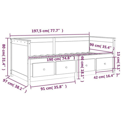 Natural Pine Wood Day Bed with Storage and Mattress Compatibility