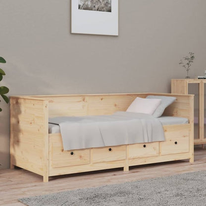 Natural Pine Wood Day Bed with Storage and Mattress Compatibility