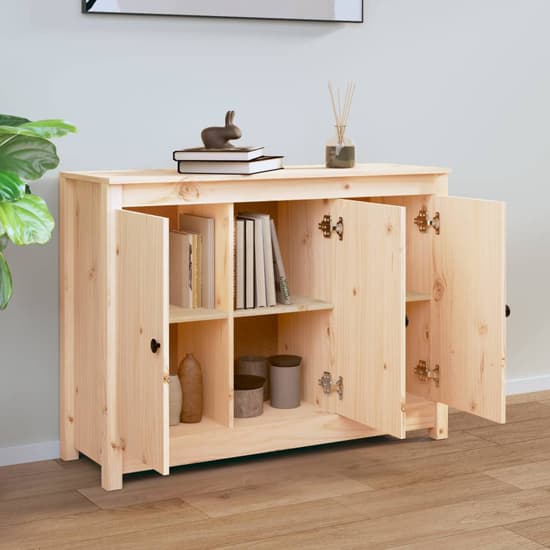 Secia Pinewood Sideboard With 3 Doors In Natural