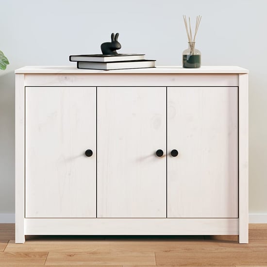 Secia Pinewood Sideboard With 3 Doors In White