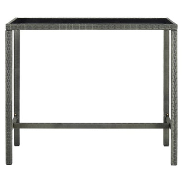 Grey Poly Rattan Bar Table with Tempered Glass Top – 130cm Outdoor Garden Furniture