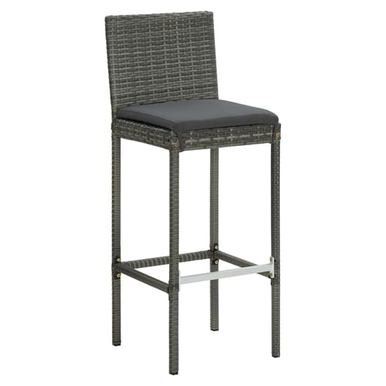 FURCO Grey Outdoor Bar Set with Tempered Glass Table and 4 Rattan Chairs