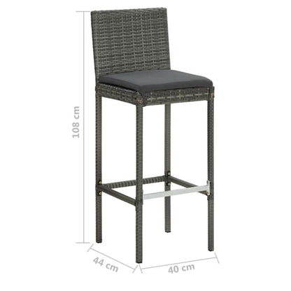 FURCO Grey Outdoor Bar Set with Tempered Glass Table and 4 Rattan Chairs