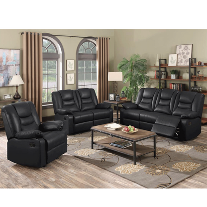 Crowland Black Recliner Sofa - Luxurious Bonded PU 2 Seater for Ultimate Comfort