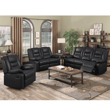 Crowland Luxurious Black Recliner Sofa - 3 Seater Bonded PU for Ultimate Comfort