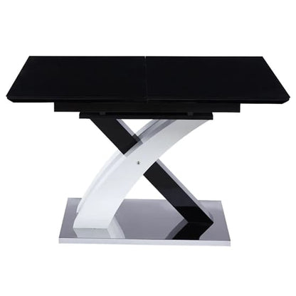 Seville Extending Glass Dining Table In Black With Gloss Base