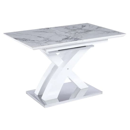 Seville Extending Sintered Stone Dining Table In White Effect