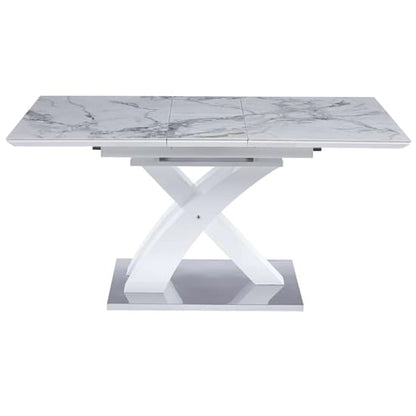 Seville Extending Sintered Stone Dining Table In White Effect