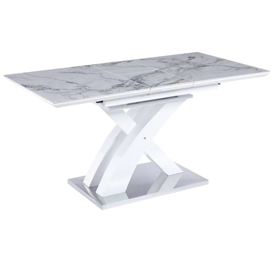 Seville Extending Sintered Stone Dining Table In White Effect