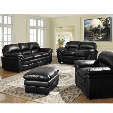 Wrexham Luxury Black Full Bonded Leather 2 Seater Sofa Suite - Stylish Comfort for Your Home