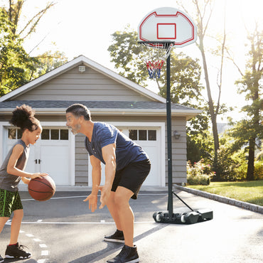 HOMCOM ortable Basketball Hoop Stand Freestanding Sports System Adjustable Height 1.55-2.1M on Wheels for Teenagers Adults, White