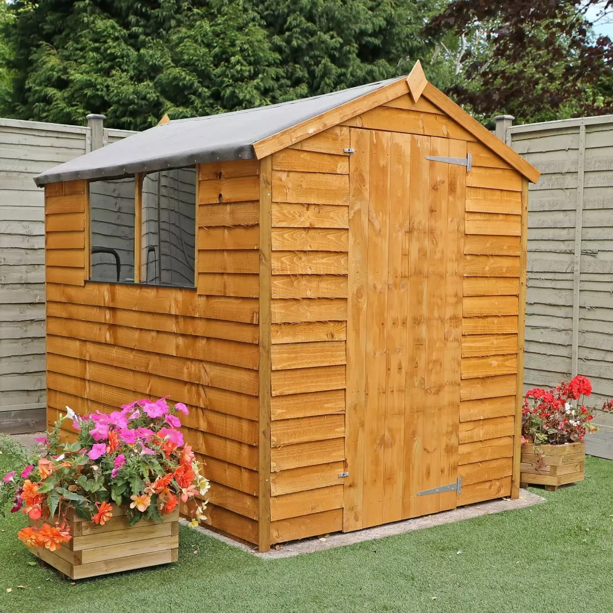 Mercia 7x5 Overlap Apex Garden Shed with Single Ledge Door and Shatter-Proof Window