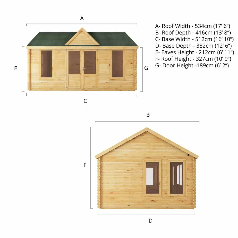 Mercia 5.3m x 4m Clock Tower Log Cabin