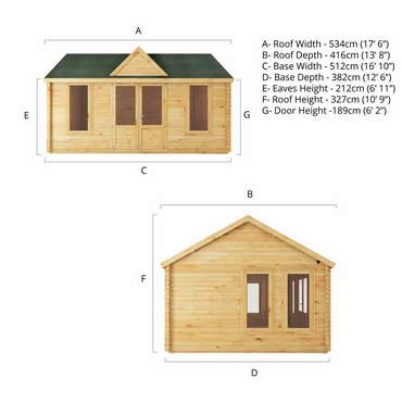 Mercia 5.3m x 4m Clock Tower Log Cabin