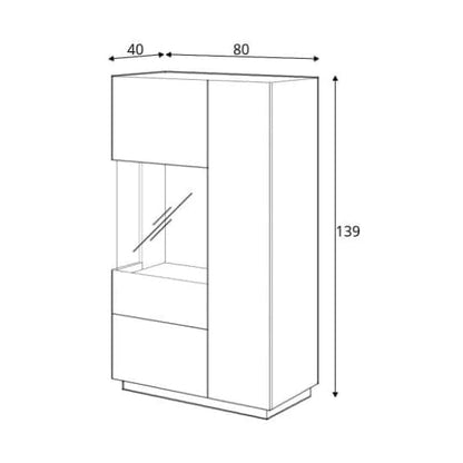 Sioux Display Cabinet Left 2 Doors In Matera And Oak With LED