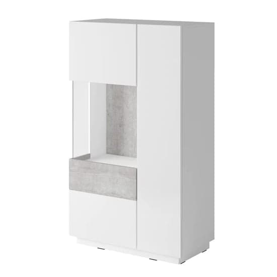 Sioux Gloss Display Cabinet Left 2 Doors In White Concrete LED