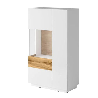 Sioux Gloss Display Cabinet Left 2 Doors In White Oak With LED