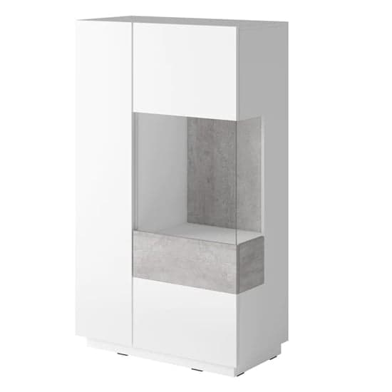 Sioux Gloss Display Cabinet Right 2 Doors In White Concrete LED