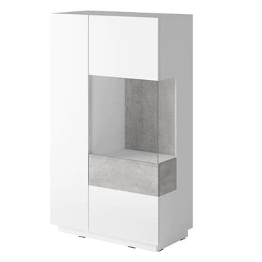 Sioux Gloss Display Cabinet Right 2 Doors In White Concrete LED