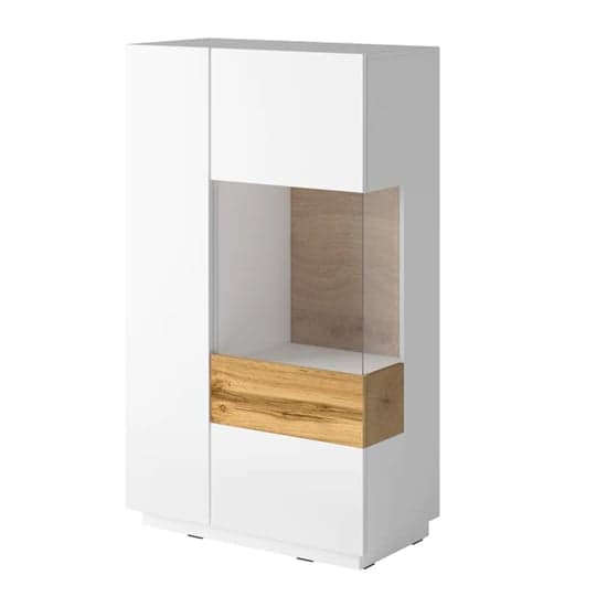 Sioux Gloss Display Cabinet Right 2 Doors In White Oak With LED