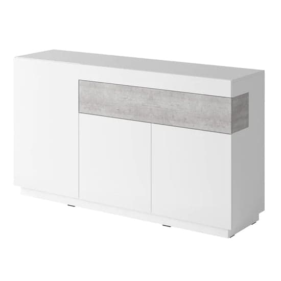 Sioux High Gloss Sideboard 3 Doors 1 Drawer In White Concrete