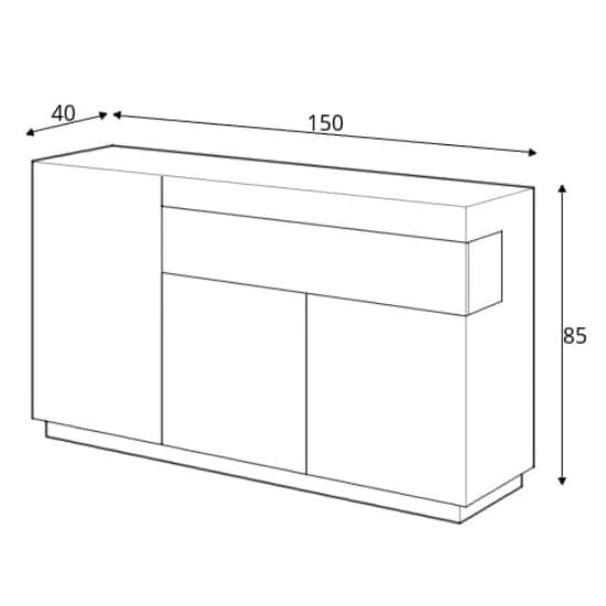 Sioux High Gloss Sideboard 3 Doors 1 Drawer In White Concrete