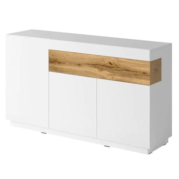 Sioux High Gloss Sideboard 3 Doors 1 Drawer In White And Oak