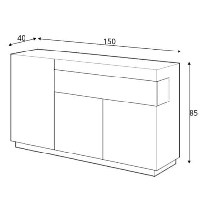 Sioux High Gloss Sideboard 3 Doors 1 Drawer In White And Oak