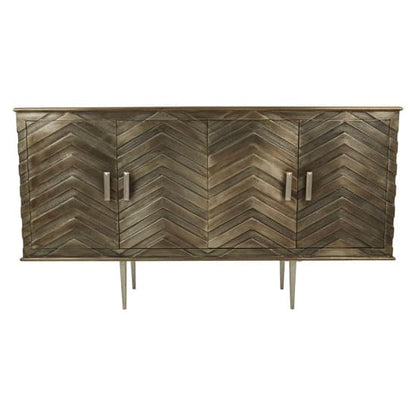 Siros Wooden Sideboard With 4 Doors In Metallic Silver