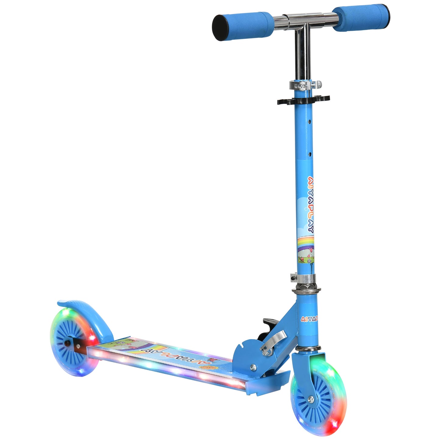 HOMCOM ids Scooter, with Lights, Music, Adjustable Height, Foldable Frame, for Ages 3-7 Years - Blue