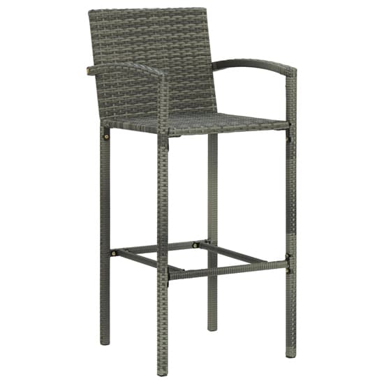 Elegant Acacia Wood Bar Table Set with 4 Grey Rattan Chairs for Outdoor Spaces