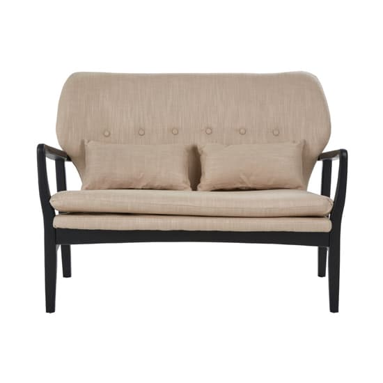 Porrima 2 Seater Sofa In Beige With Black Wood Frame